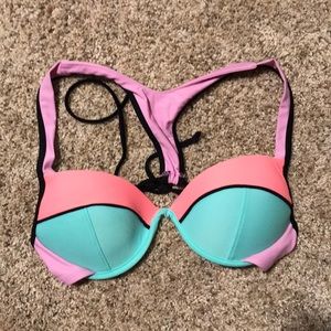 Like-new multi colored push up bikini top!
